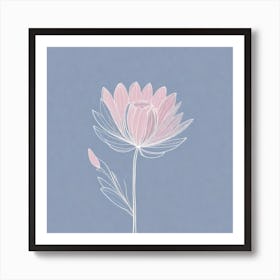 A White And Pink Flower In Minimalist Style Square Composition 91 Art Print