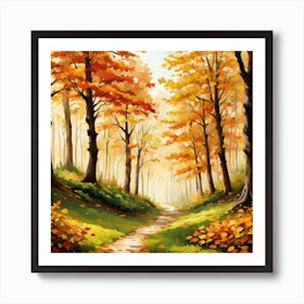 Forest In Autumn In Minimalist Style Square Composition 254 Art Print