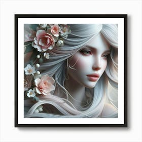 White Girl With Flowers Art Print