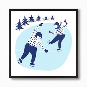 Skating Girls Square Art Print