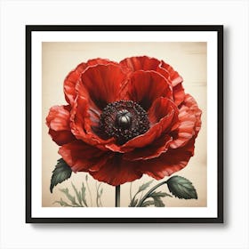 Aesthetic style, Large red poppy flower Art Print