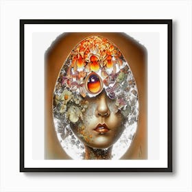 Fractured Eggshell Soulless Infrared Orchid Vessel Halloween Art Print