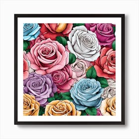 Roses Seamless Pattern 20 Art Print