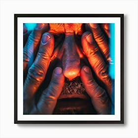 Man With His Hands On His Face Art Print