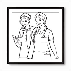 Nurse Coloring Page Art Print