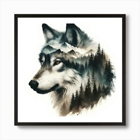 Mystical Wolf Watercolor Art Nature-Inspired Wildlife Painting for Home Decor & Gifts Poster