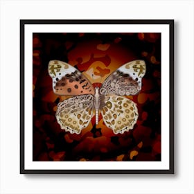 Mechanical Butterfly The Argyreus Hyperbius Niugini On A Dark Brown Background Art Print