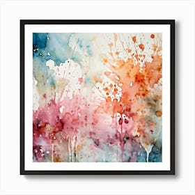 Artistic Grunge Pattern Stands Out In A Retro Watercolor Paint Stained Hues Merging And Contrasting Art Print