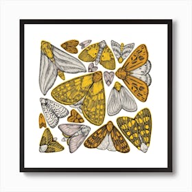 Yellow Moths Square Art Print