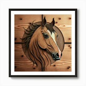 Horse Head Wood Carving 1 Art Print