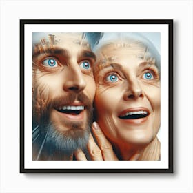 Old Couple Looking At Each Other Art Print