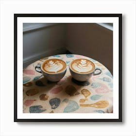 Two Coffees On A Table Art Print