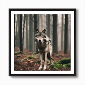 Wolf In The Forest 18 Art Print