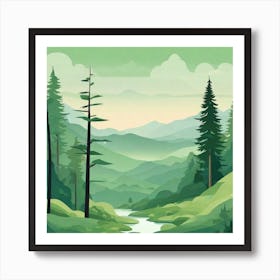 Misty mountains background in green tone 93 Art Print