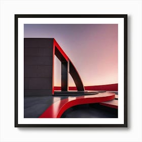 Moderno Monumento Rojo Y Negro Art Print