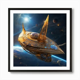 Spaceship In Space 2 Art Print