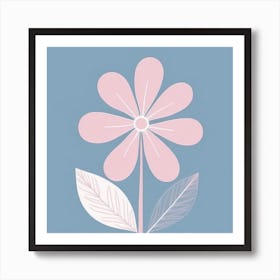 A White And Pink Flower In Minimalist Style Square Composition 134 Art Print