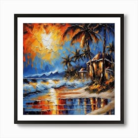 Sunset On The Beach Art Print