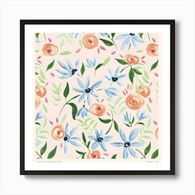 Watercolor Floral Pattern 2 Art Print