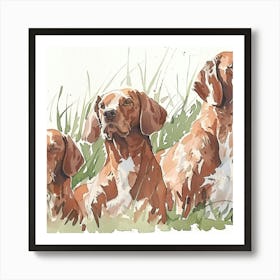 Three Irish Setters Art Print