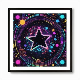 Neon Star Background Art Print