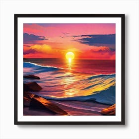 Sunset On The Beach 123 Art Print