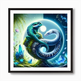 Snake Yin And Yang Art Print