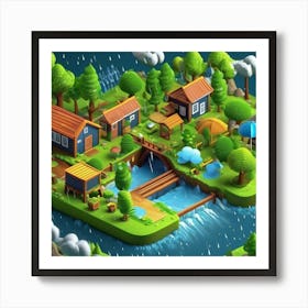 Isometric Landscape Affiche