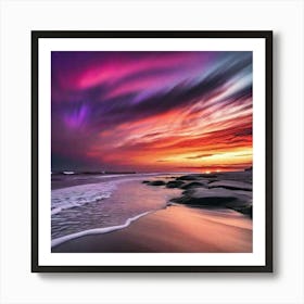 Sunset Over The Ocean Art Print