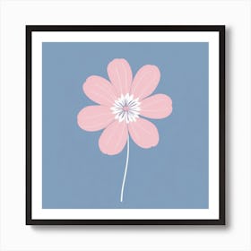 A White And Pink Flower In Minimalist Style Square Composition 408 Art Print