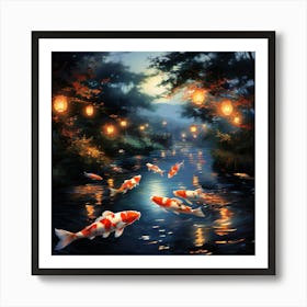 Koi Fish In The Pond 1 Art Print