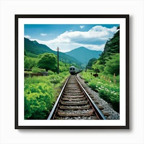 Rail Nature Train Transportation Japan Mountain Way Garden Summer Background Tour Tourism (6) Art Print