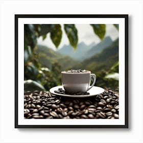 Coffee Cup On Coffee Beans 15 Art Print