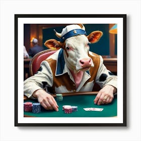 Poker Cow 1 Art Print