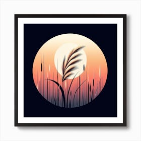 Sunset With Reeds Art Print