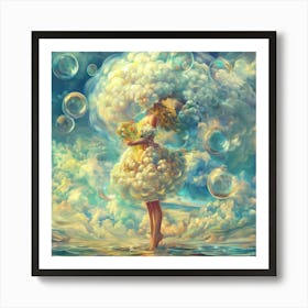 Girl With Bubbles Art Print