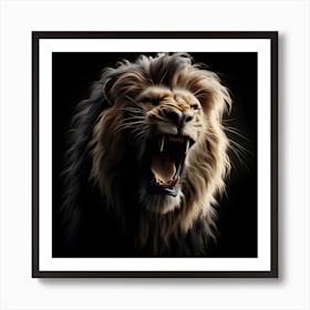 Portrait of Lion Roaring Art Print
