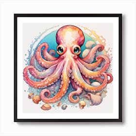 Chibi Octopus - Watercolour Art Print