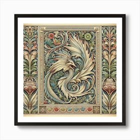 William Morris Inspired Patterns Embellishing The Pages Of An Antique Book, Style Vintage Printmaking 3 Art Print