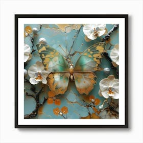 Orchids And Butterflies Art Print