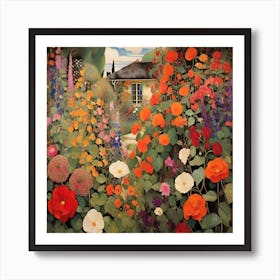 Cottage Vintage Garden In Bloom Art Print