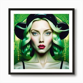 Green Haired Woman Art Print