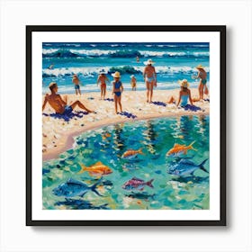 Create Sea And Fish And People Art Print