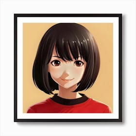 Anime Girl With Black Hair Art Print