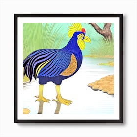 Rooster In Water Art Print