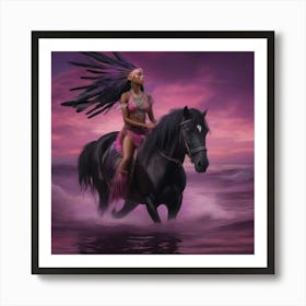 Indian Woman Riding A Horse 1 Art Print