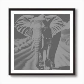 Elephant Walking Down The Road, 1261 Art Print