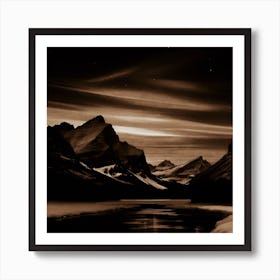 Mountain Landscape At Night Art Print