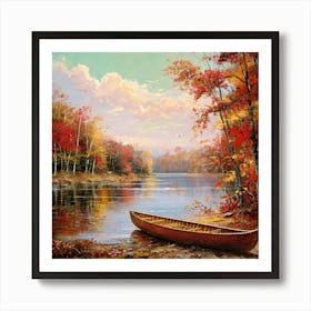 Canoe By The Lake Art Print