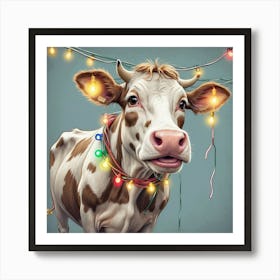 Christmas Cow Art Print